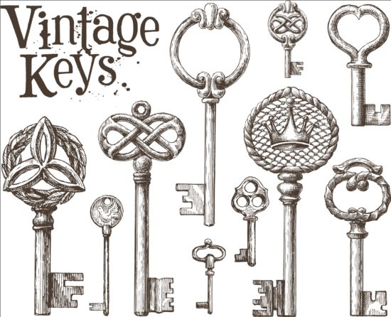 550x446 Vintage Keys Vector Set Free Download