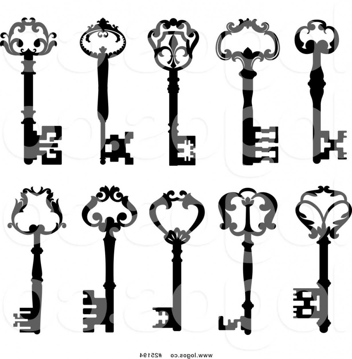 1228x1252 White Skeleton Key Vector Cultracing