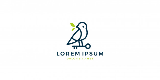 626x313 Bird Key Leaf Logo Vector Icon Line Art Outline Template Vector