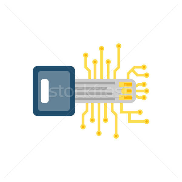 600x600 Digital Key Vector Icon Vector Illustration Oleksii Afanasiev