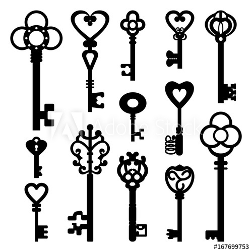 Set Of Vintage Keys Vector Illustration 500x500 Set Of Vintage Keys Vector Illustration