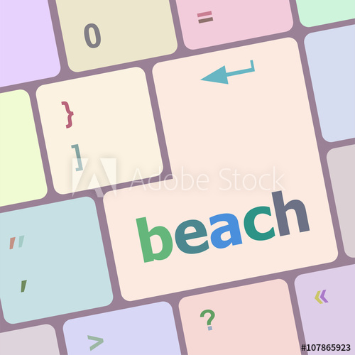 500x500 Beach Enter Button On Keyboard Keys Vector Illustration