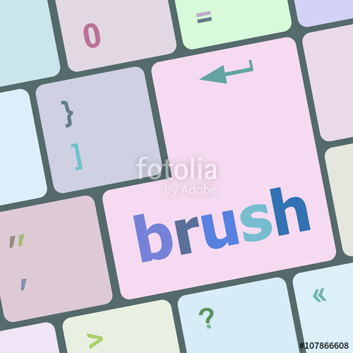500x500 Button With Brush Word On Computer Keyboard Keys Vector
