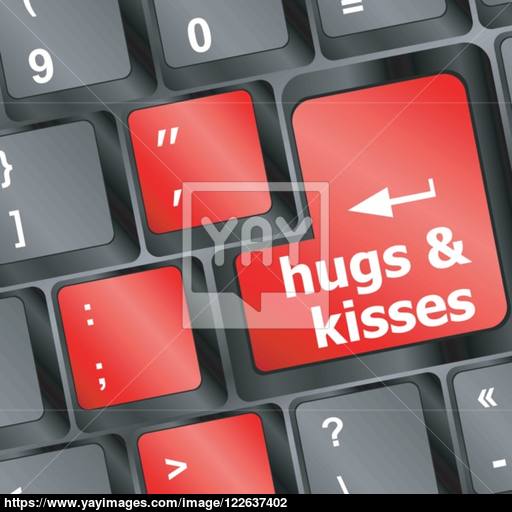 512x512 Hugs And Kisses Words On Computer Keyboard Keys Vector Vector