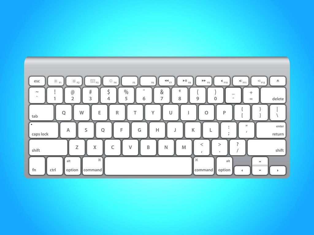 1024x766 White Apple Keyboard Vector Art Graphics