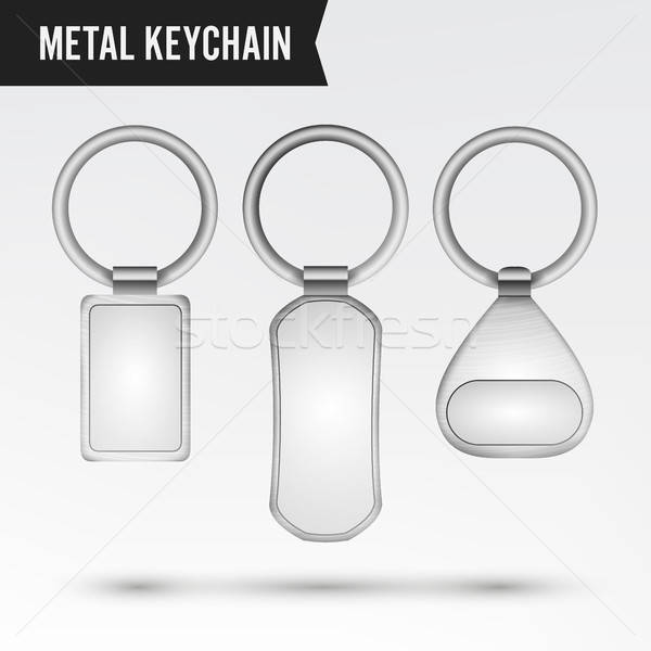 600x600 Realistic Template Metal Keychain Vector Set Key Chain