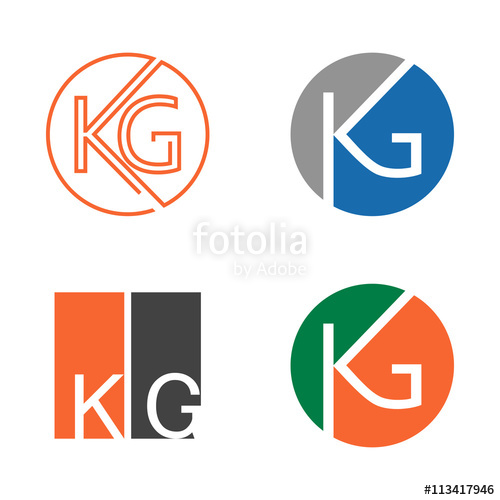 500x500 Kg Alphabet Letter Sign Symbol Logo Collection Stock Image
