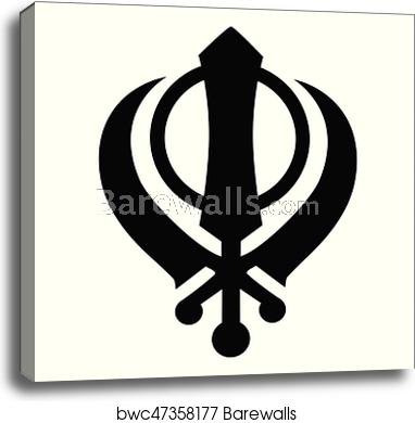 382x390 Khanda Sikh Vector, Canvas Print Barewalls Posters Prints