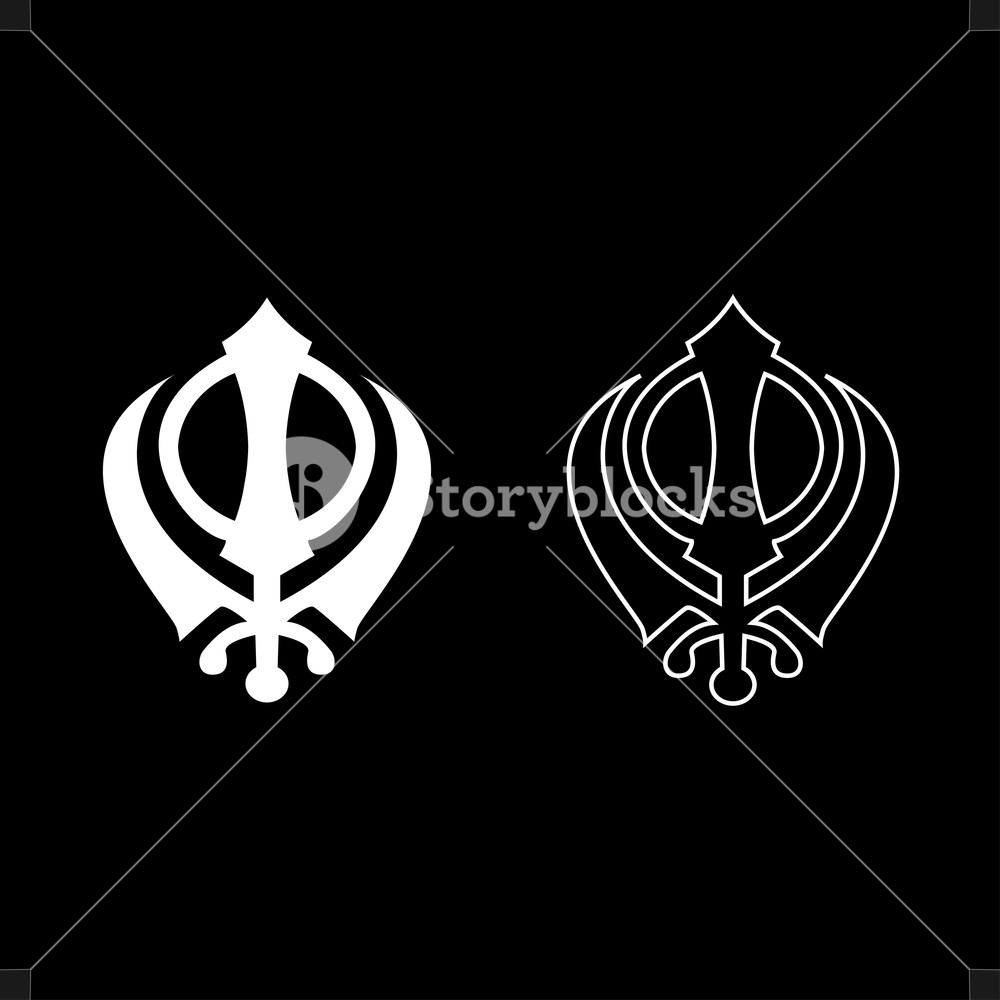 1000x1000 Khanda Symbol Sikhi Sign Icon Set White Color Vector Illustration