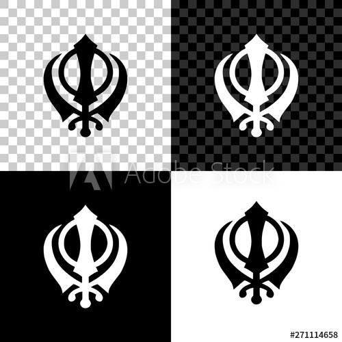 500x500 Sikhism Religion Khanda Symbol Icon Isolated On Black, White