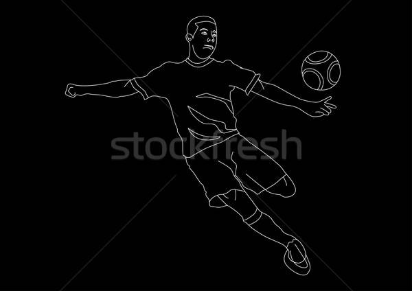 600x424 Young Athletic Male Soccer Player Line Art Vector Illustration