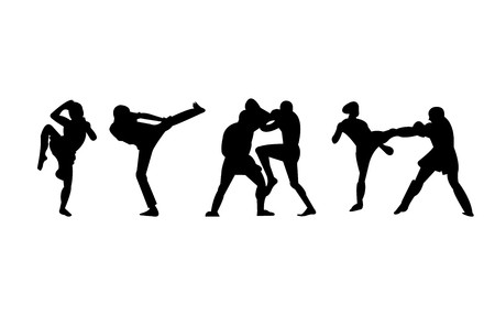 450x286 Mma, Muay Th Kickboxing Stances And Fights Royalty Free Vector