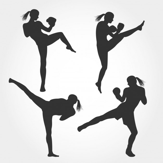 626x626 Set Of Women Kickboxing Silhouette Vector Premium Download