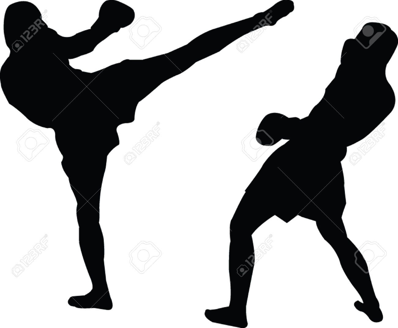 1300x1072 Stock Vector Kickboxing Silhouette Vector, Silhouette, Kickboxing