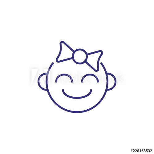 500x500 Girl Face Line Icon Newborn Concept Childhood, Kid, Face Vector