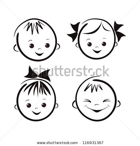 450x470 Laughing Children's Faces Set Vector Illustration