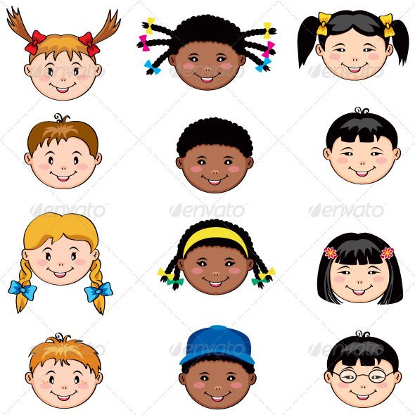 590x590 Multi Ethnic Kids Faces Art Techniques Asian Boys, Kids Icon