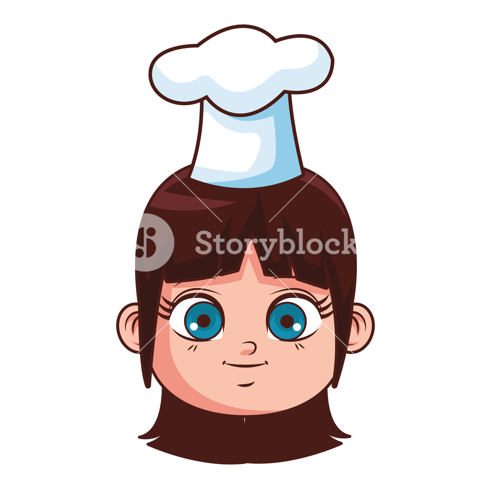 1000x1000 Chef Kid Girl With Hat Smiling Face Vector Illustration Graphic