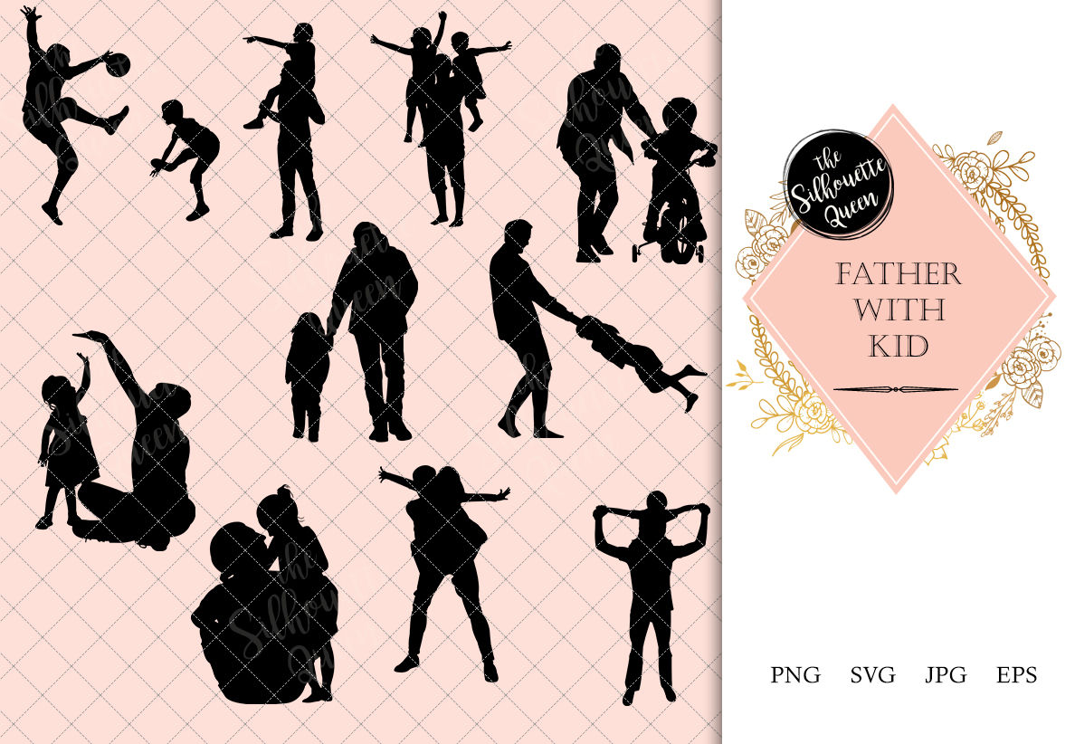 1188x822 Father With Kid Silhouette Vector