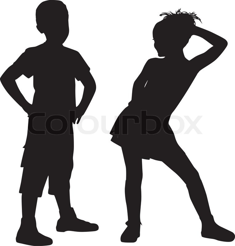 763x800 Happy Silhouettes Children Stock Vector Colourbox