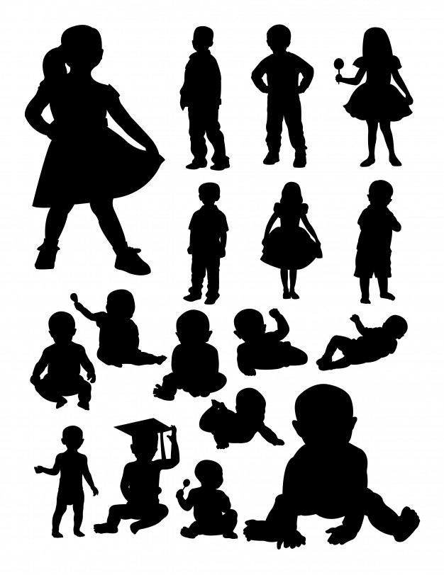 626x812 Baby And Kid Silhouette Vector Premium Download