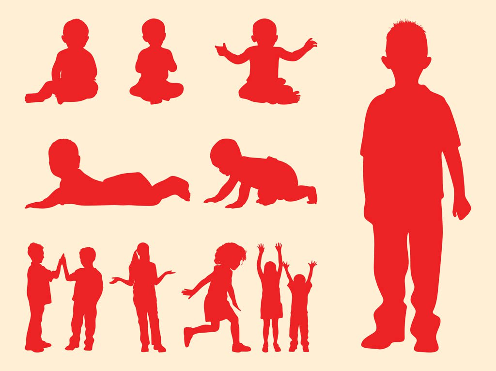 1024x765 Kids And Babies Silhouettes Vector Art Graphics