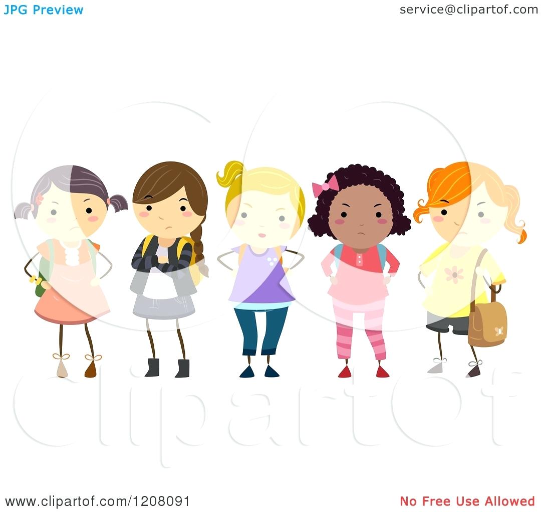 1080x1024 Mean Kid Clipart Of A Diverse Group Of Bully School Girls Royalty