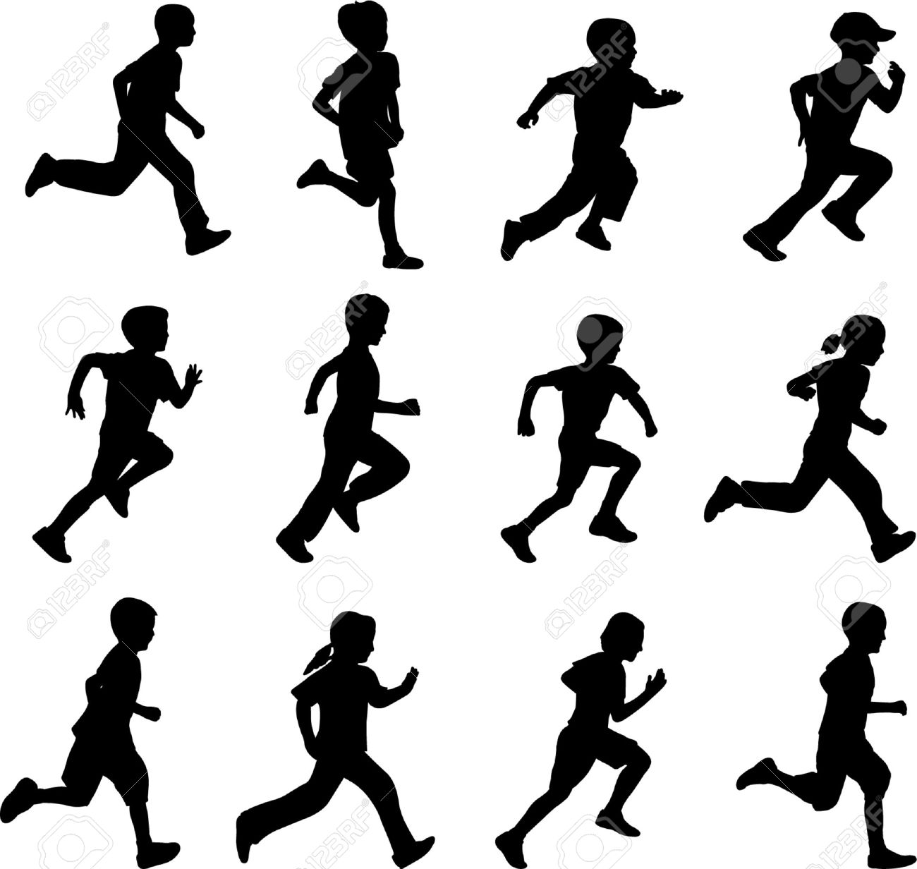 1300x1232 Child Running Silhouette Vector