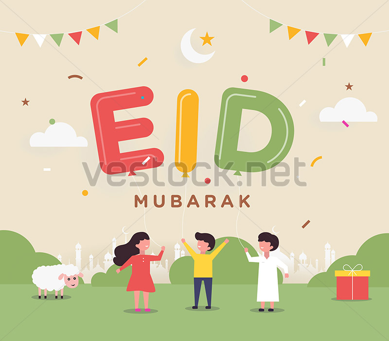 Eid Mubarak With Cute Arabic Calligraphy And Happy Kids Colorful 800x702 Eid Mubarak With Cute Arabic Calligraphy And Happy Kids Colorful