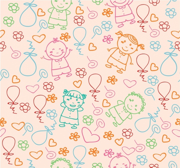 Kids Pattern Free Vector In Adobe Illustrator 600x561 Kids Pattern Free Vector In Adobe Illustrator