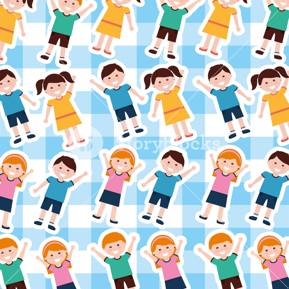 Happy Cartoon Kids Background Vector Illustration Royalty Free 1000x1000 Happy Cartoon Kids Background Vector Illustration Royalty Free