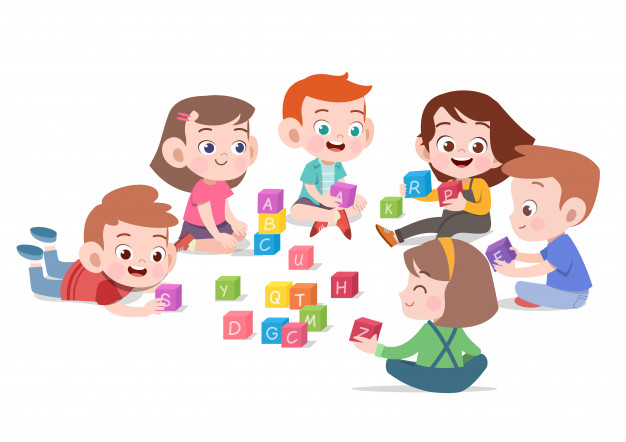 Kids Children Playing With Blocks Toys Illustration Vector 626x442 Kids Children Playing With Blocks Toys Illustration Vector
