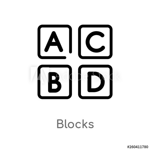 Outline Blocks Vector Icon Isolated Black Simple Line Element 500x500 Outline Blocks Vector Icon Isolated Black Simple Line Element