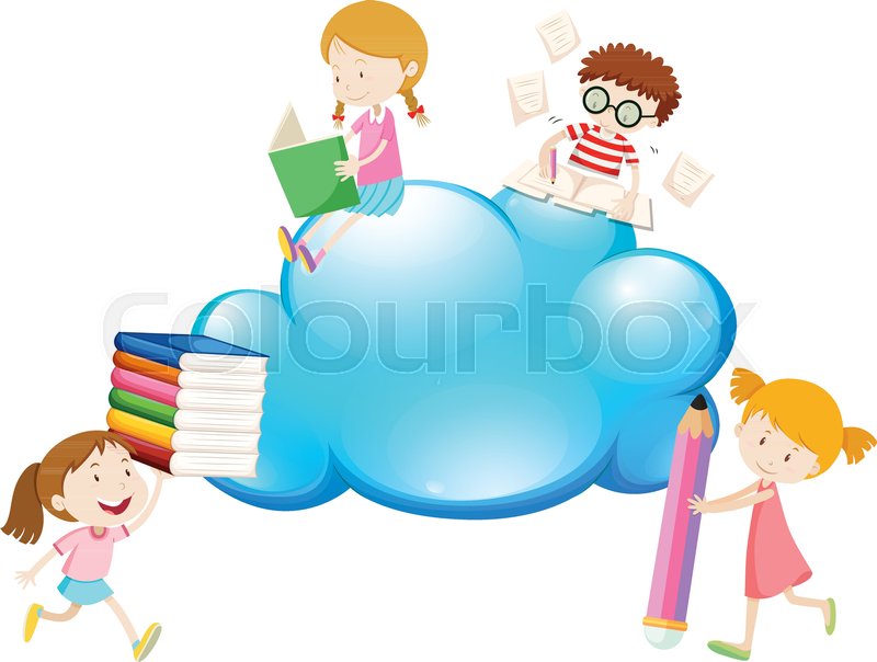 Border Template With Kids Reading Stock Vector Colourbox 800x604 Border Template With Kids Reading Stock Vector Colourbox