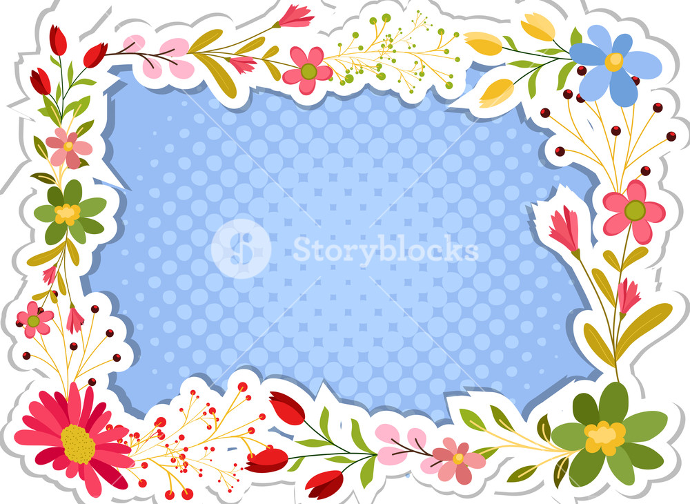 Kids Flowers Frame Sticker Vector Illustration Royalty Free Stock 1000x730 Kids Flowers Frame Sticker Vector Illustration Royalty Free Stock