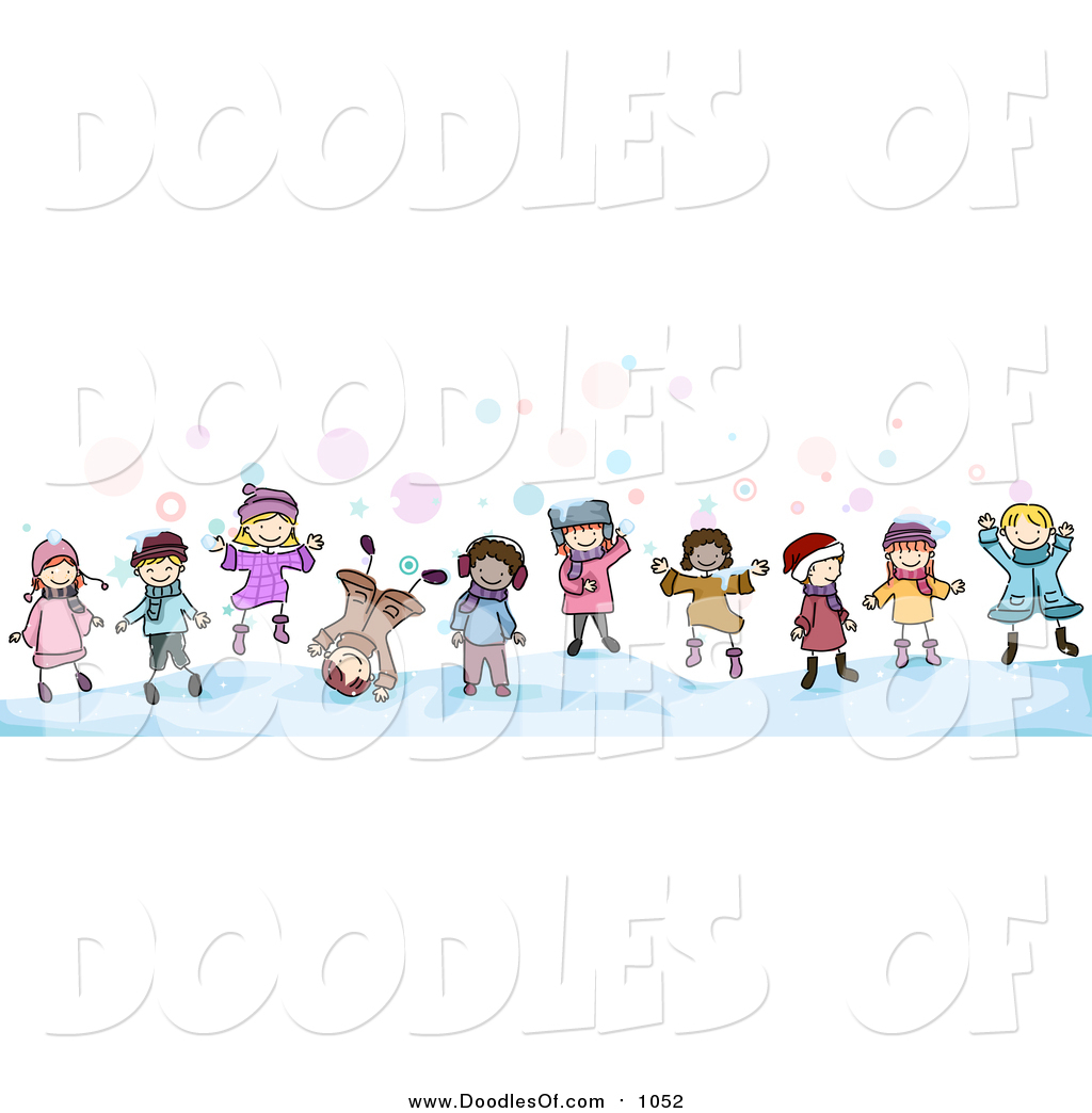 Vector Clipart Of A Doodled Border Of Winter Kids 1024x1044 Vector Clipart Of A Doodled Border Of Winter Kids