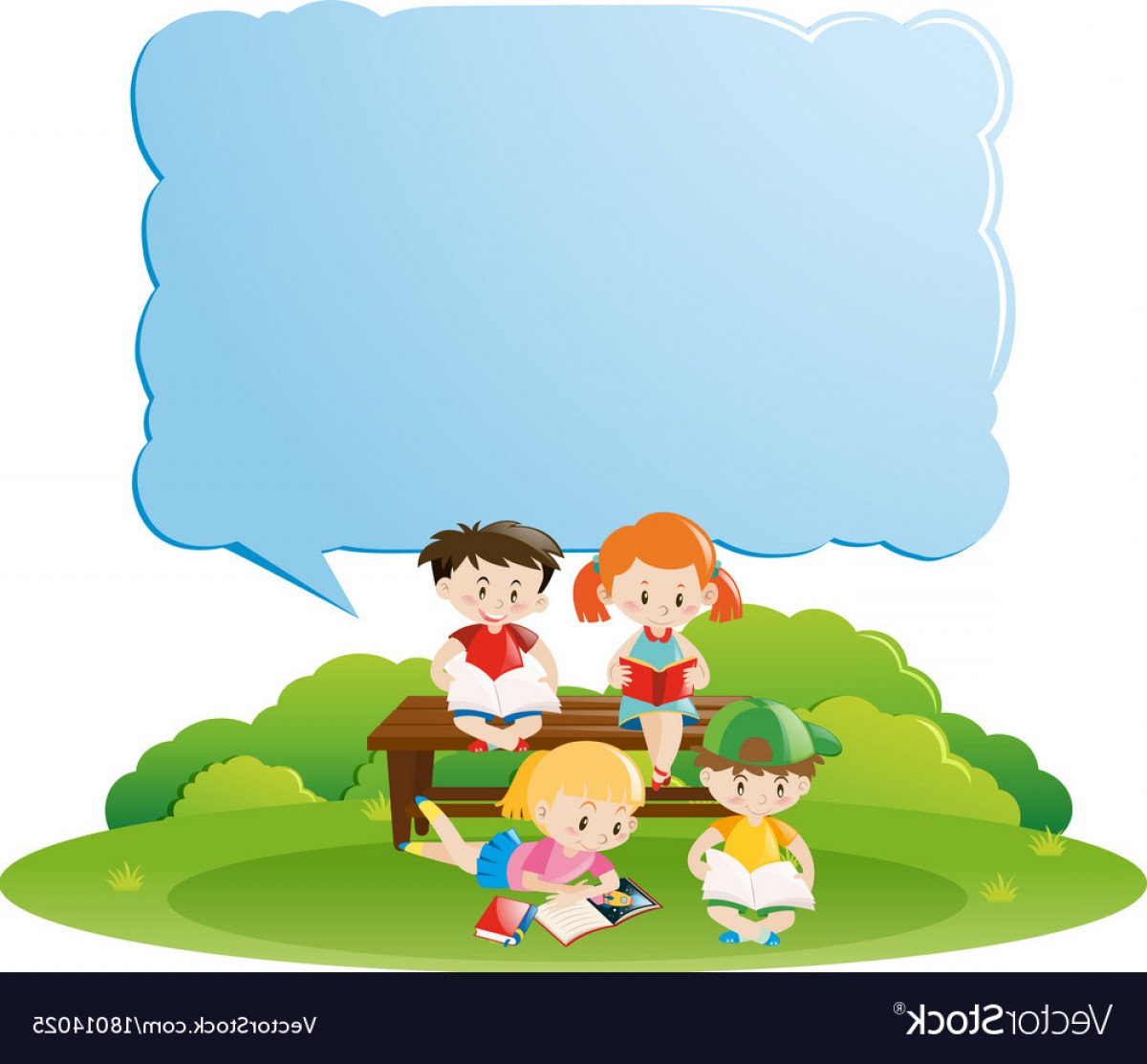 Border Template With Kids Reading Books In Park Vector Catchsplace 1200x1113 Border Template With Kids Reading Books In Park Vector Catchsplace