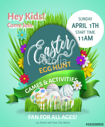 417x500 Easter Poster Vector Illustration Easter Egg Hunt Invitation