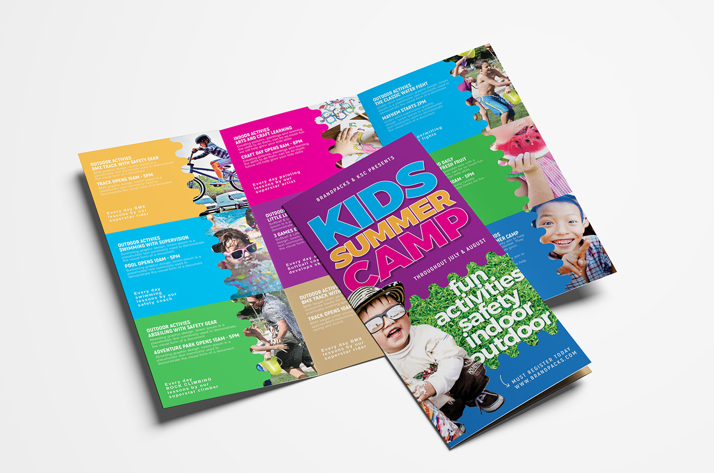 1440x954 Free Kid's Camp Flyer Brochure Template Vector