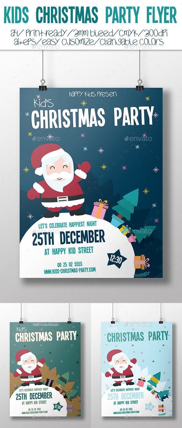 590x1387 Kids Christmas Party Flyer Vector