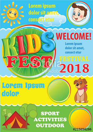 354x500 Kids Fest Flyer, Colorful Vector Invitation Template, Kids School