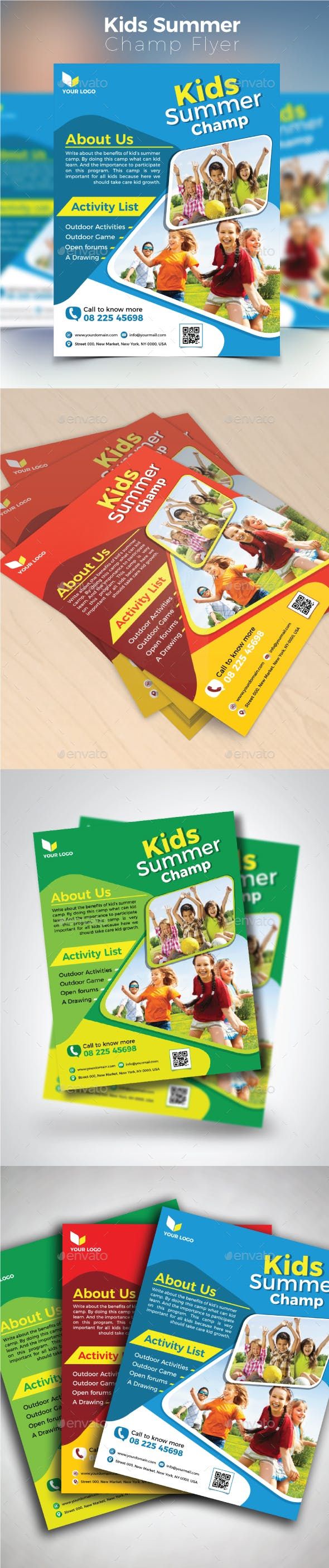 590x2808 Kids Summer Champ Flyer Vector