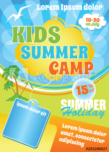 358x500 Kids Summer Fest Flyer, Vector Colorful Cartoon Template