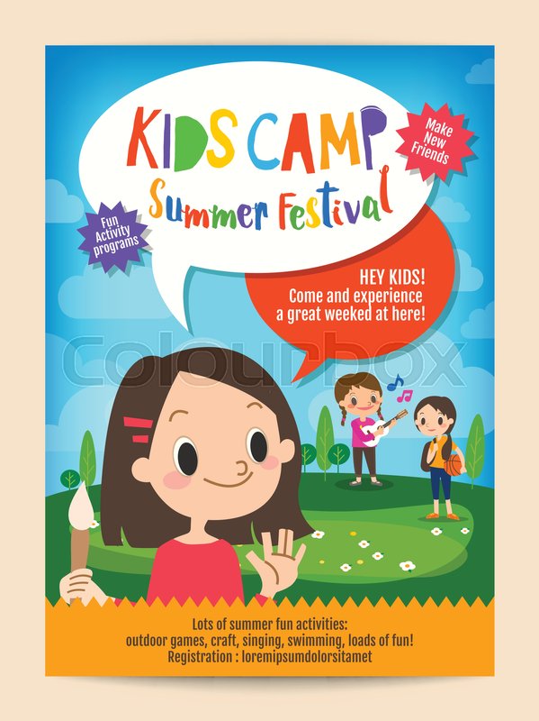 599x800 Kids Summer Camp Education Advertising Stock Vector Colourbox