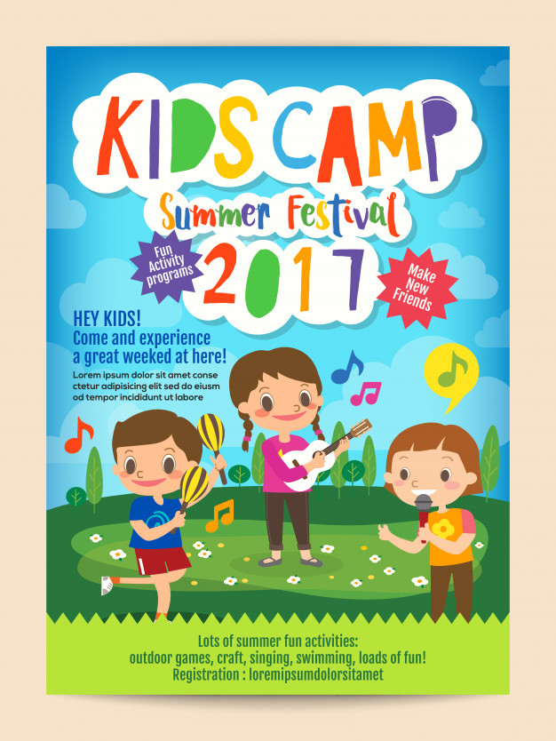 626x834 Kids Summer Camp Education Poster Flyer Vector Premium Download
