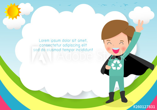 500x351 Superhero Recycling Kid On Background,template For Advertising