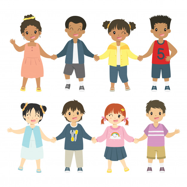 626x626 Happy Children Holding Hands Vector Collection Vector Premium