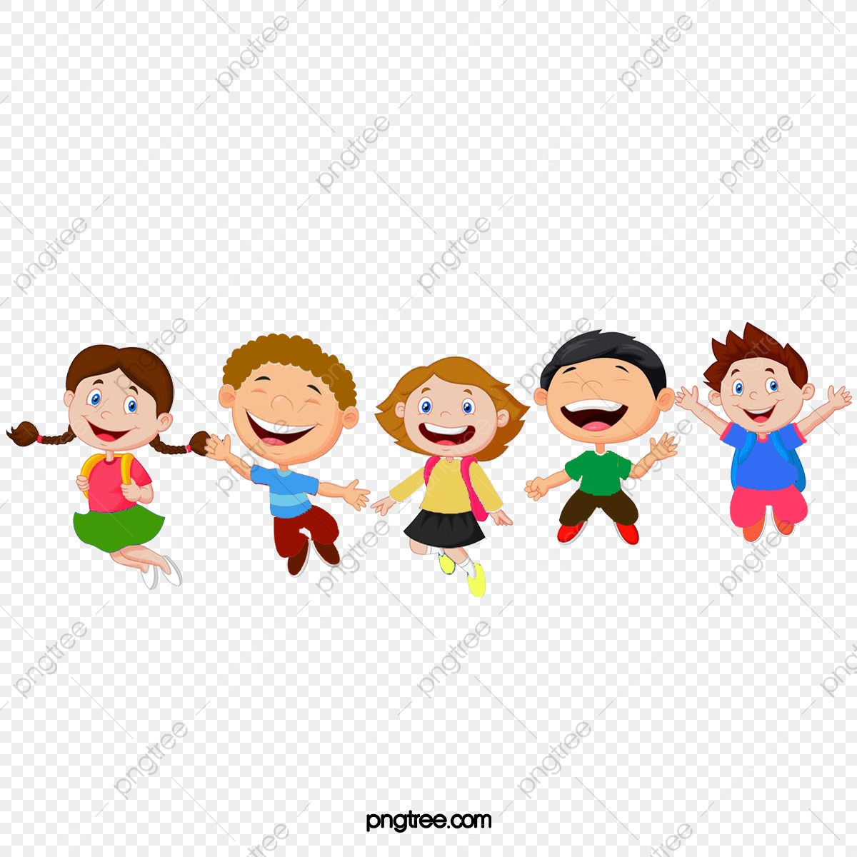 1200x1200 Cartoon Children Holding Hands Cheering, Cartoon, Lovely, Child