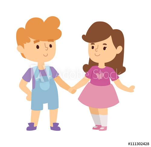 500x485 Kids Holding Hands Vector Illustration