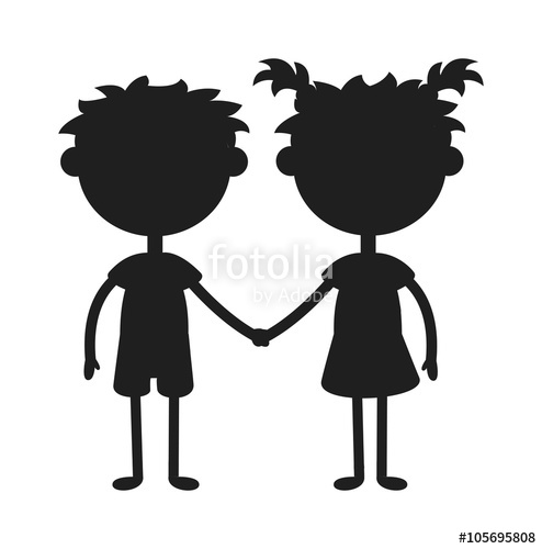 494x500 Twins Happy Kids Holding Hands Black Silhouette Boy And Girl